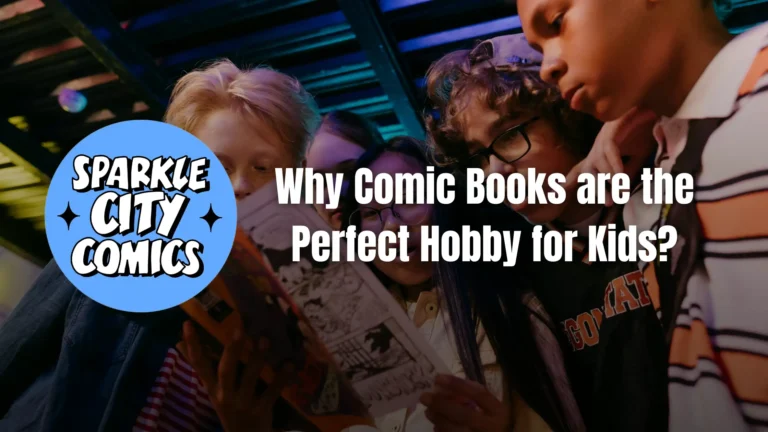 group of kids reading comic books