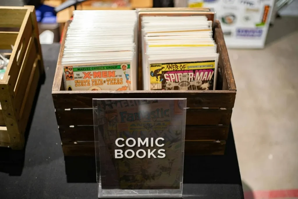 box containing old comic book collection