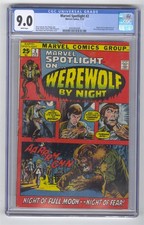 MARVEL SPOTLIGHT #2 CGC 9.0 WHITE PAGES 1ST WEREWOLF BY NIGHT JACK RUSSELL auction from Sparkle City Comics