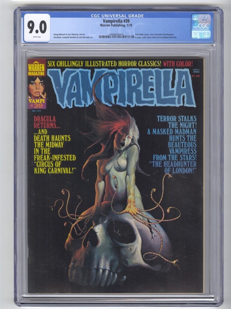VAMPIRELLA #39 CGC 9.0 WHITE PAGES 1975 WARREN MAGAZINE KEN KELLY COVER auction from Sparkle City Comics