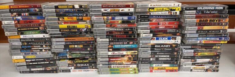 PSP UMD Movie/Anime Lot of 99 Nirvana Family Guy Metallica Warriors Spider-man 3 auction from Neat Stuff Collectibles